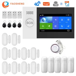 Kits Wireless 4G WiFi GSM Home Burglar Security Alarm System SMS Tuya SmartLife App Control med rörelsessensor Support Alexa Google