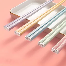 Essstäbchen 5 Paare wiederverwendbarer japanischer farbenfroh für das Essen von Metall koreanischen Kochset Edelstahl -Legierung Sushi Sticks