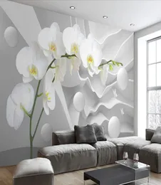 benutzerdefinierte 3D Stereoskopische Tapete Raum Schmetterling Orchideen Ball Tapete moderne Wohnzimmer Schlafzimmer 3D Tapeten Large Mural3283575