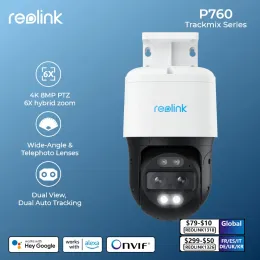 Kameror Reolink TrackMix Series Poe WiFi Camera 4K Dual Lens PTZ Auto Tracking Outdoor Pet Car Human Detection 8MP IP Security Camera