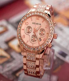 Wristwatches Luxury Crystal Women Watches Rose Gold Ladies Watch Geneva Relogio Feminino Horloge Dames Uhr Damen5891489