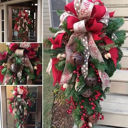 Dekorative Blumen 60 cm künstlicher Weihnachtskranz Bunt schöne Wandfenstertür für vordere Rattan Circle Puppenpartydekoration