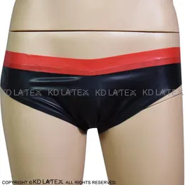 Majaki czarne z czerwonymi wykończeniami Top Sexy Latex Briefs gumowe spodenki bielizny spodnie DK-0102
