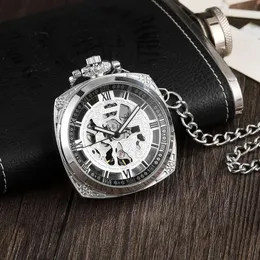 Silver Roman Numeral Square Dial Mechanical Linding Winding Watch Open Face Face Retro Retro Retro Meanual Mechanism Mechanism Mexepiece 240327