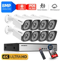 System 4K POE NVR Kit mit menschlicher Erkennung 24/7 Aufzeichnung 8MP Ultra HD Cam 8ch Outdoor Security Protection Audio System HDD Optional