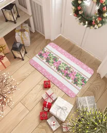 Carpets Christmas Pink Snowflake Flower Plant Poinsettia Doormat Home Decoration Navidad Ornament Year Xmas Party Decor Rug Mat