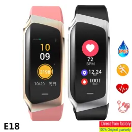 Armband E18 Smart Armband IP67 Vattentät hjärtfrekvens Blodtryck Monitor Sports Fitness Armband Tracker Pedometer Watch Smart Band