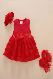 New Born Baby Girls Dressclothes Summer Kids Party Party Formits 12years أحذية مجموعة تعميد Baby8887510