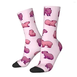 Meias masculinas hip hop vintage rosa compressão maluca unissex capybara harajuku sem costura impressa novidade engraçada