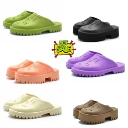 2024 Top Designer Sluxury Designer Sandal Lady Slides Plattform Keil Regenbogen Sommerschuhe für Frauen Männer Damen Marken Dearfoam Gummi