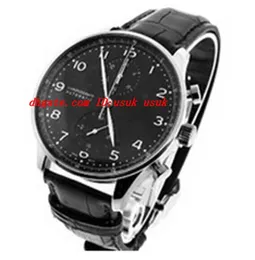 Luxury Wristwatch Brand New Sell 371447 rostfritt stål kvarts Mens Titta på Black Dial Men039s Sport Wrist Watches läder ST1057089