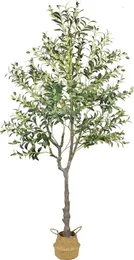 7FT Artificial Olive Tree 83 Tall Fake Potted Faux Plants Indoor Large Branches and Fruits Silk Trees 240325