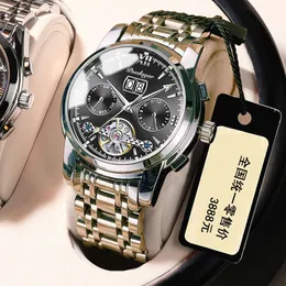 Bodega New Waterproof Multi-Function Full Automatic Hollow Luminous Watch Men 's Refined Steel Band Calendar