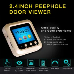Doorbell Door Peephole Camera IP55 Household Cat Eye Monitoring 2.4 Inch Infrared Night Vision Electronic Door Mirror Security Protection