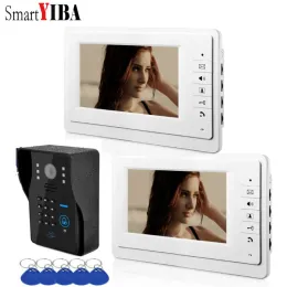 Intercom SmartYIBA Password RFID Access Contro Video Intercom 7''Inch LCD Wired Video Door Phone Doorbell Speakephone Intercom System