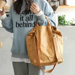 Hylhexyr Ins Fashion Casual Vintage Bucket Shaped Handbag Wash Dupont Paper Shoulder Bag Messenger Bags For Women 240328