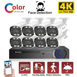 System 8ch Two Way Audio Camera Security System 8MP 4K Colorful Night Vision IP Camera med 4K Face Detection Poe NVR Set 4ch 6ch 2ch