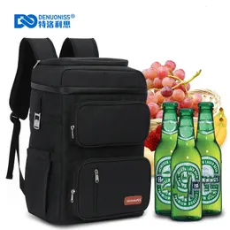 Denuoniss Picnic Cooler Bag stor kapacitet camping måltid termisk ryggsäck med flasköppnare 100% läcksäker isolerade väskor 240328