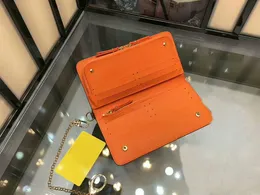 Modefrauen Langer Reißverschluss Zippy Wallets Leder 66567 Männer Kartenhalter Münzbaus mit Originalbox -Tasche C19 kostenloser Versand für Orange