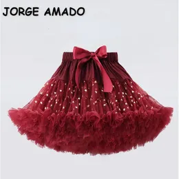 Christmas Kids Girl Skirt Short Soft Yarn Breathable Tutu Princess Skirt Childrens Mesh Solid Color Puffy Pleated Clothes H0001 240329
