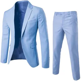 Uomini da uomo Business Slim Dimensione del colore Long Button Office Solid Meeting Tappel Abbigliamento Wedding Plus 2PCSset Sleeve Set 240326