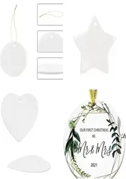 3 polegadas de sublimação em branco Chirstmas brancos engajados ornamentos personalizados redondo coração círculo de estrela círculo de estrela de natal decoração de árvore hangtag4176396