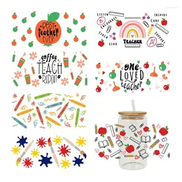Window Stickers UV DTF Transfer Sticker Crayon Theme For The 16oz Libbey Glasses Wraps Cup Can DIY Waterproof Easy To Use Custom Decals