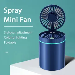 Pads Nuovo ventola spray Mist Mini ventole portatile ventilatori ricaricabili desktop ad alta qualità THRESpeed con luci colorate per ufficio camera da letto