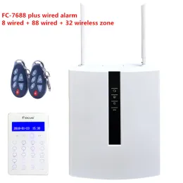 Kits Focus FC76688Pro TCP IP Wired Security Alarm GSM Alarm System With 88 Wired Smart Home Alarm With WebIE Control