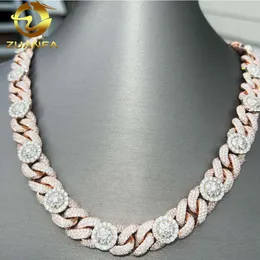 Customized 18mm 20mm Two Tone Gold Plated S925 Cuban Chain Necklace Vvs Moissanite Iced Out Diamond Cuban Link Chainlocket necklaces