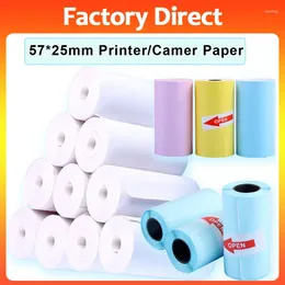 10 Rolls weiß farbenfrohe Klebstoff transparentes Aufkleberpapier 57 25mm Direktrollen tragbar für Mini -Taschendrucker