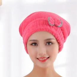 Towel Hair Princess Drying Cap Simple Bow Coral Velvet Soft Water Absorption Elastic Round Wearable Polyester 25 30 Ribbon