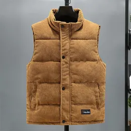 Jaqueta de colete masculino outono inverno quente e sem mangas de gola colar na cistas de gola listado trabalho usa roupas masculinas 5xl 240321