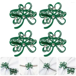 Tala de mesa 4 PCs shamrock guardanapo anéis de guardana