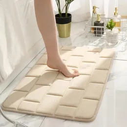 Bath Mats Rug 3D Floor Tile Pattern Embossed Door Mat Bathroom Pad Entry Bedroom Absorbent Foot Non-slip Carpet