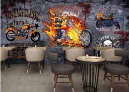 Bakgrunder Anpassad väggmålning 3D PO WALLPAPER Vintage Motorcykel Bar Dekorma mängder Väggväggmålningar för vardagsrumsväggar 3 D