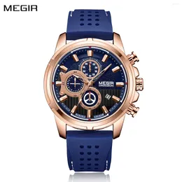 Wristwatches MEGIR Luxury Business Watches For Men Leather Strap Quartz Casual Waterproof Date Military Male Clock Reloj Hombre