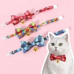 Dog Apparel 2pcs colarinho fofo ajustável com Bell Cat Puppy Big Tie Bow Supplies Acessórios