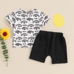 Kläder set Lucikamy Toddler Baby Boy Summer Clothes Kort ärm Letter Print T Shirt Tops Elastic Shorts Infant Casual Outfit Set