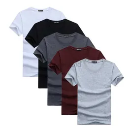 Erkek Tişörtler 2024 Yüksek Kaliteli Moda Erkek Tişörtleri Sıradan Kısa Kollu T-Shirt Erkekler Katı Sıradan Pamuklu Tişört Yaz Giyim 5 PCS/Lot 2445