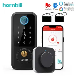 Lås hornbillfingeravtryck Smart dörrlås G2 WiFi Gateway Keyless Entry Front Deadbolt Locks Digital Lock Waterproof Home Security