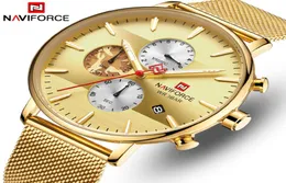 Naviforce Men Watch Fashion Quartz Watches Luxury Brand Stainless Steel Chronograph Wristwatch Men防水アナログ男性Clock4582619