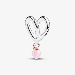 Ny ankomst 100% 925 Sterling Silver Två-ton Wrapped Heart Charm Fit Original European Charm Armband Fashion Jewelry Accessories