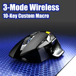 Baterias ryra mouse sem fio mouse ergonômico rgb mouse silencioso clique em pc mause 10key 2.4 GHz mouse bluetooth sem fio 12000dpi para laptop