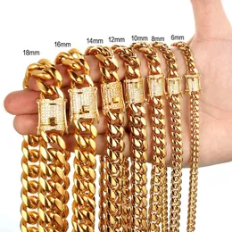 High-End Velvet Cross-Border E-Commerce Supply Gold Titanium Steel Stainless Steel Cuban Link Chain Micro-Inlaid White Drill Buckle Encrypti