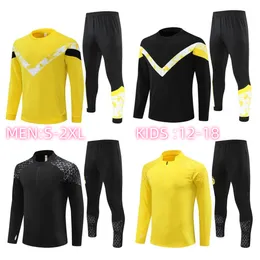 22 23 24 Kinder Herren Borussia Adult Tracksuit Jacke 22 2023 Deutsche Nationalmannschaft Fußball -Sets Halbzip Dortmunds Training Wear Soccer Set Survement Tracksuit