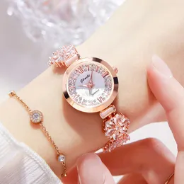 Белый список бриллианты набор наручных часов корейский издание повседневное браслет онлайн красные женские часы Tiktok
