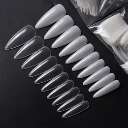 500 PCS Professional Clear Ballet Water Drop False Nail Tips Full Cover Press on Nail Artificial Fingernails for Women