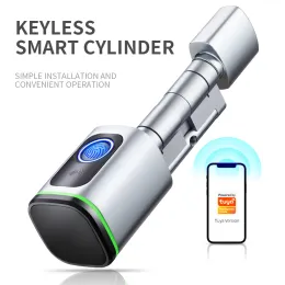 Lås europrofil Lås kroppskompatibel elektronisk cylinder Tuya Ble App Remote Unlock DIY Installation Keyless Fingerprint Smart Key