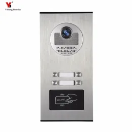 Intercom Yobang Security 4 وحدات شقة فيديو داخلي ، هاتف فيديو باب ، كاميرا جرس الباب في الهواء الطلق مع رؤية ليلية يمكن للقارئ بطاقة القارئ